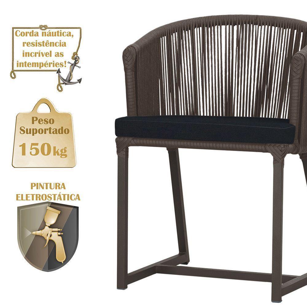 Mesa Com 6 Cadeiras De Jantar Noronha E12 Trama Original Marrom - 4