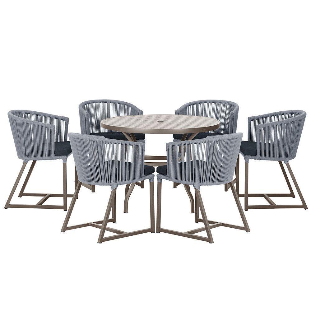 Mesa Com 6 Cadeiras De Jantar Noronha E12 Trama Original Prata - 1