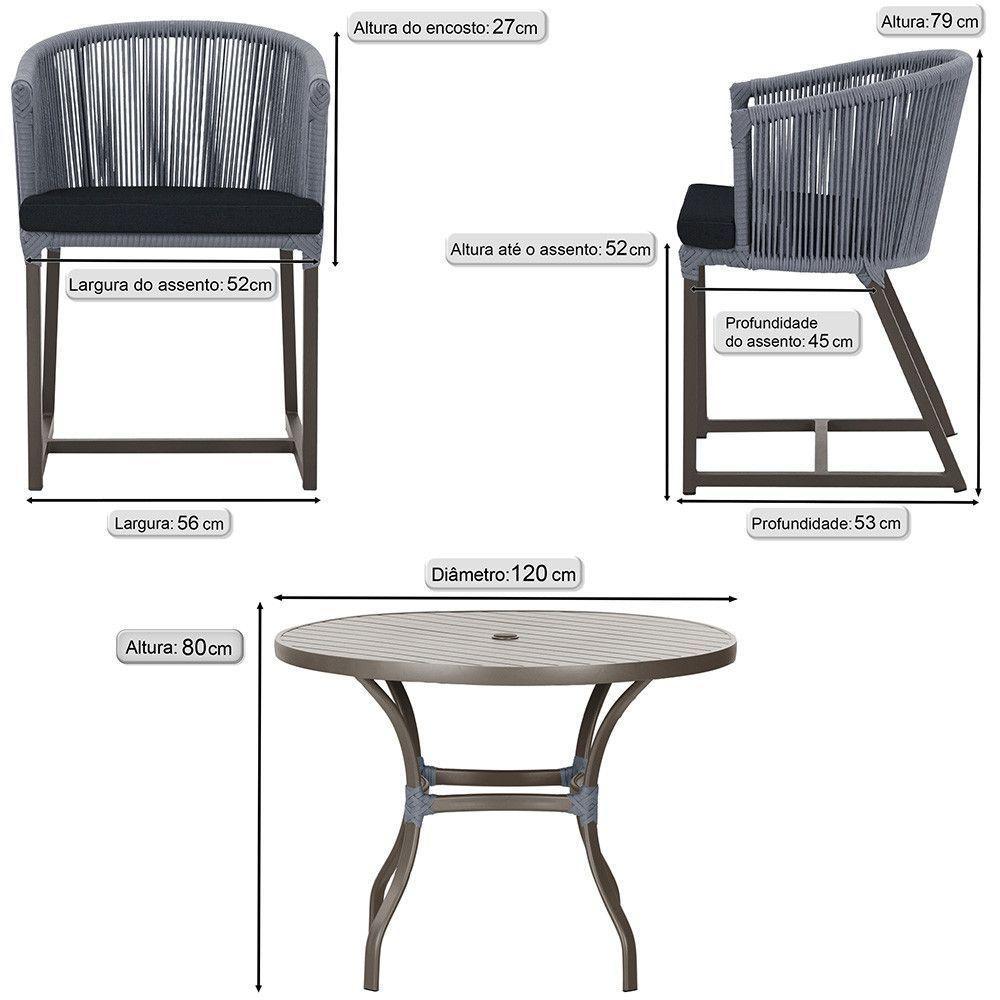 Mesa Com 6 Cadeiras De Jantar Noronha E12 Trama Original Prata - 2