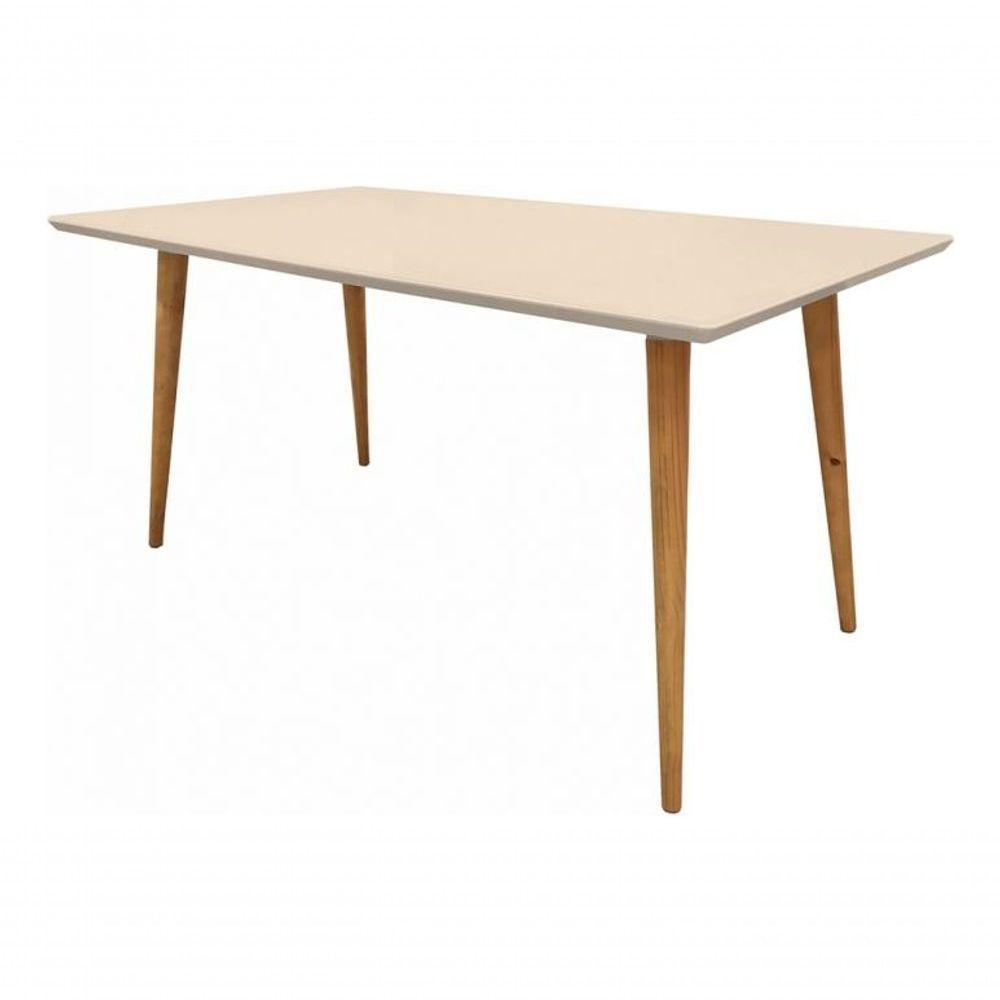 Mesa Retangular Laqueada Com Vidro Sala De Jantar 120x70 Off White - 1