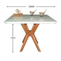Mesa Jantar Pandora Tampo Retangular Laca Com Vidro 120x70cm Off White - 2