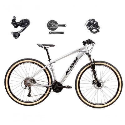 Bicicleta Aro 29 Ksw Xlt Deore E Altus 27v Freio Hidráulico Garfo Trava Pneu Faixa Bege - Branco Tam.19