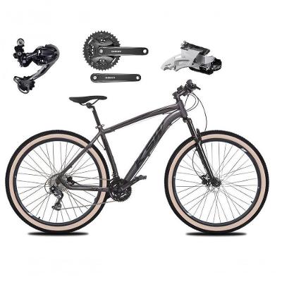 Bicicleta Aro 29 Ksw Xlt Deore E Altus 27v Freio Hidráulico Garfo Trava Pneu Faixa Bege - Grafite Tam.15