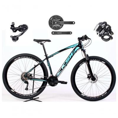 Bicicleta Aro 29 Ksw Xlt Shimano Deore E Altus 27v Freio Hidráulico Garfo Trava - Preto/azul Tam.17