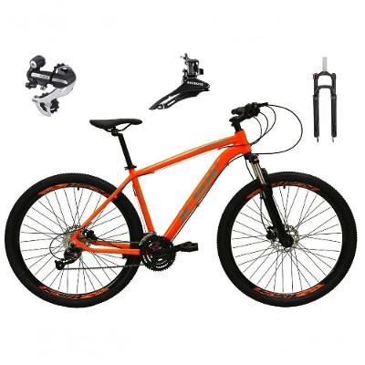 Bicicleta Aro 29 Ksw Xlt 24v Câmbio Shimano Acera K7 Garfo Trava Freio A Disco - Laranja Tam.21