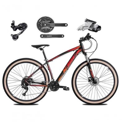 Bicicleta Aro 29 Ksw Xlt Deore E Altus 27v Freio Hidráulico Garfo Trava Pneu Faixa Bege - Preto/vermelho/laranja Tam.21