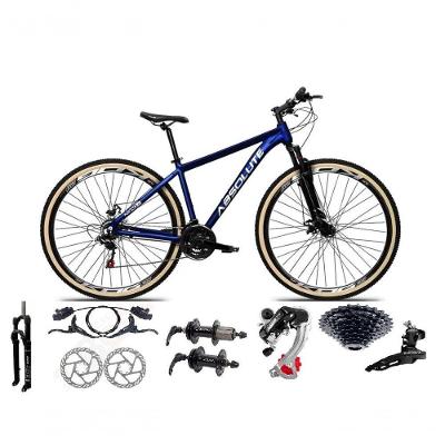 Bicicleta Aro 29 Absolute Nero 5 Câmbios Shimano 24v K7 Freios Hidráulicos Garfo Trava Com Pneu Faixa - Azul Tam.21