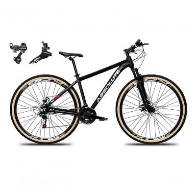 Bicicleta Aro 29 Absolute Nero 5 Alumínio 24v Câmbios Shimano Garfo Suspensão Pneu Faixa - Preto Tam.19