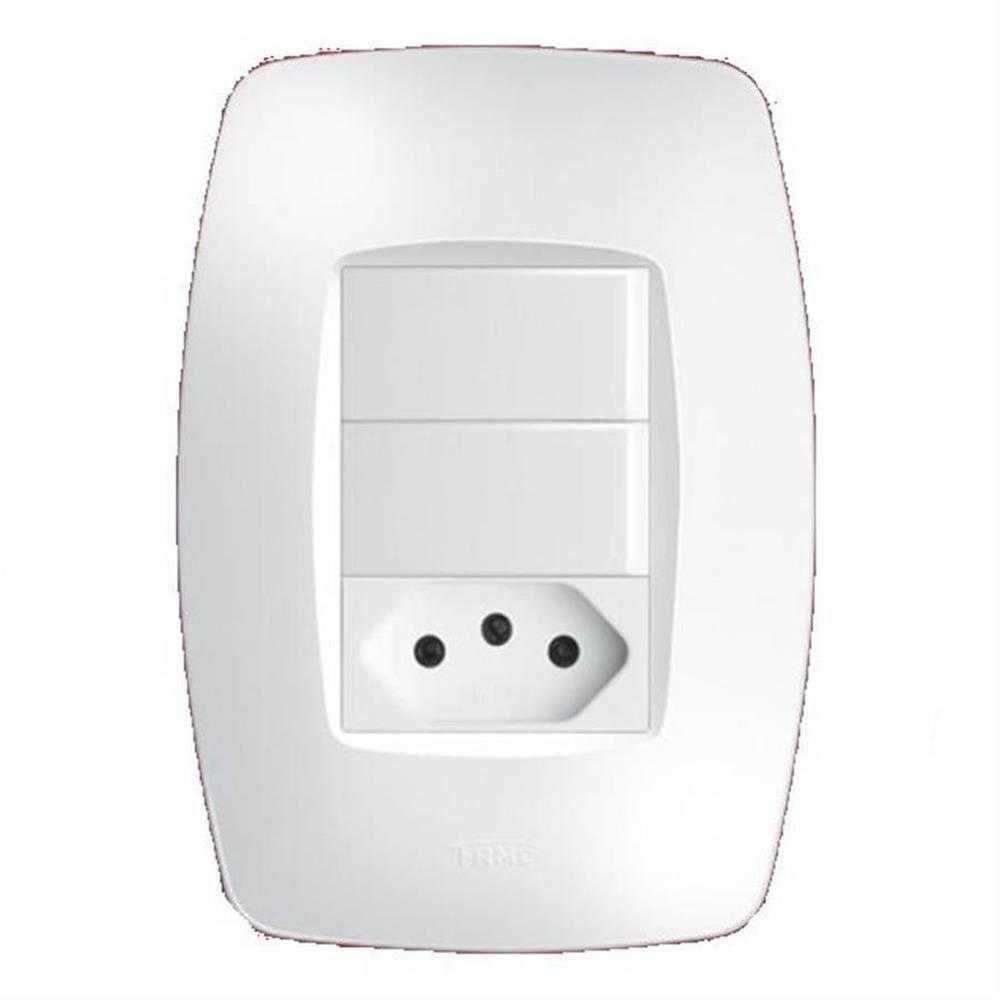 Conjunto 1 Interruptor + 1 Tomada 10a - Elegance Fame - 1