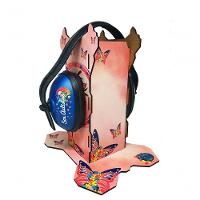 Suporte Para Abafador De Ruidos Borboletas Rosas Com Abafador Azul - 3