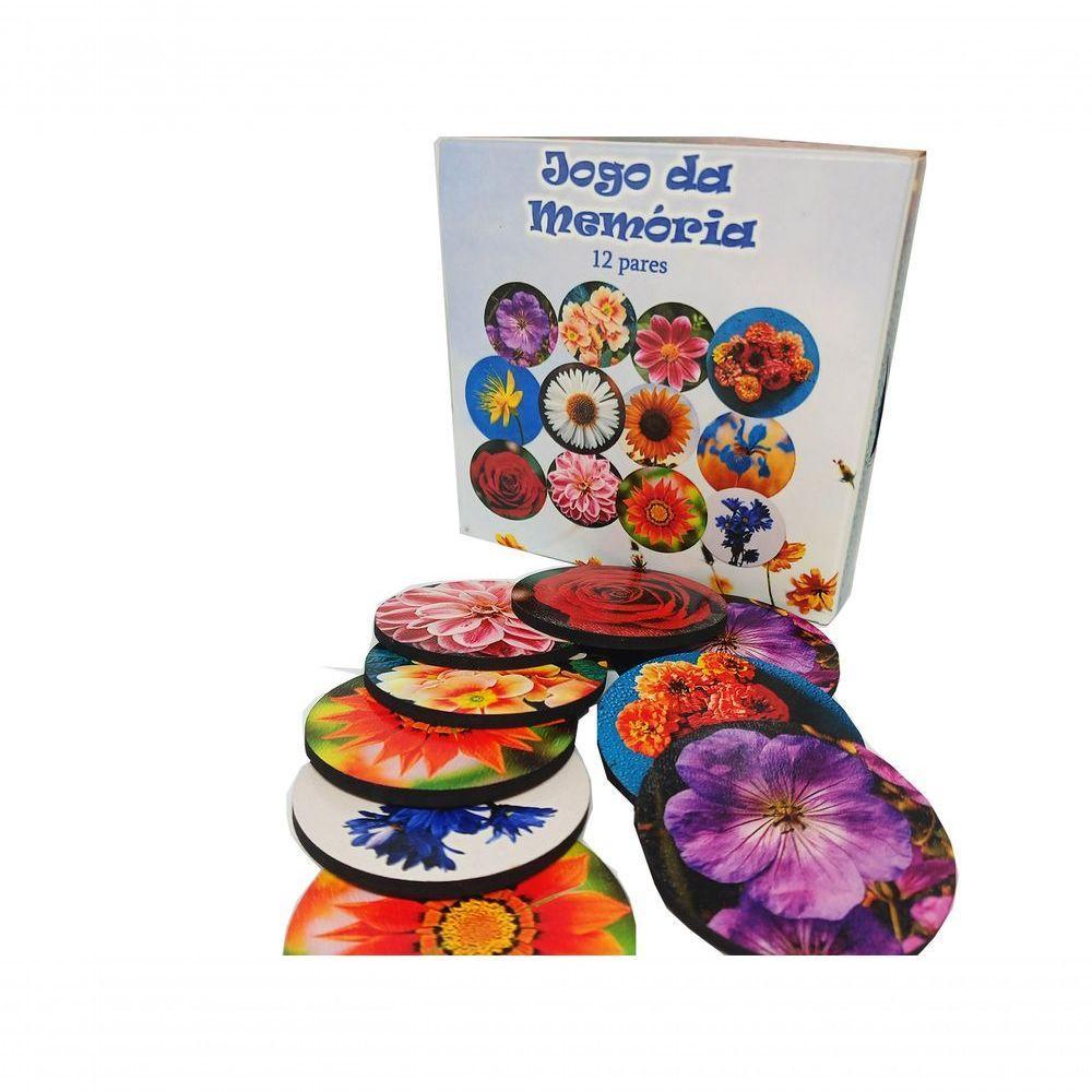 Super Jogo Da Memória Cognitivo Lindas Flores 12 Pares Mdf - 2