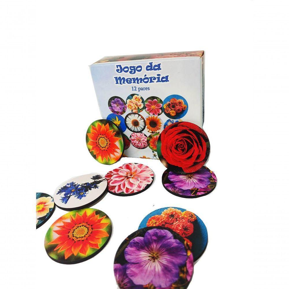 Super Jogo Da Memória Cognitivo Lindas Flores 12 Pares Mdf - 4