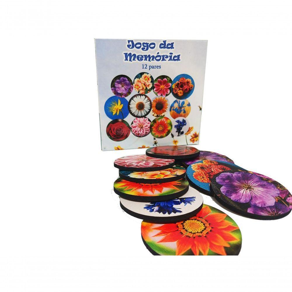Super Jogo Da Memória Cognitivo Lindas Flores 12 Pares Mdf - 6