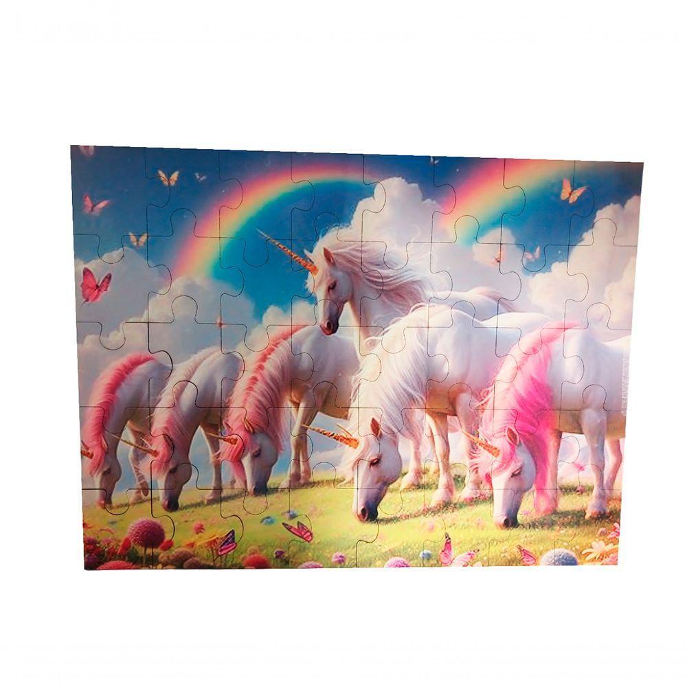Quebra-cabeça Unicórnios E Arco Iris De 40 Peças Em Mdf - 1