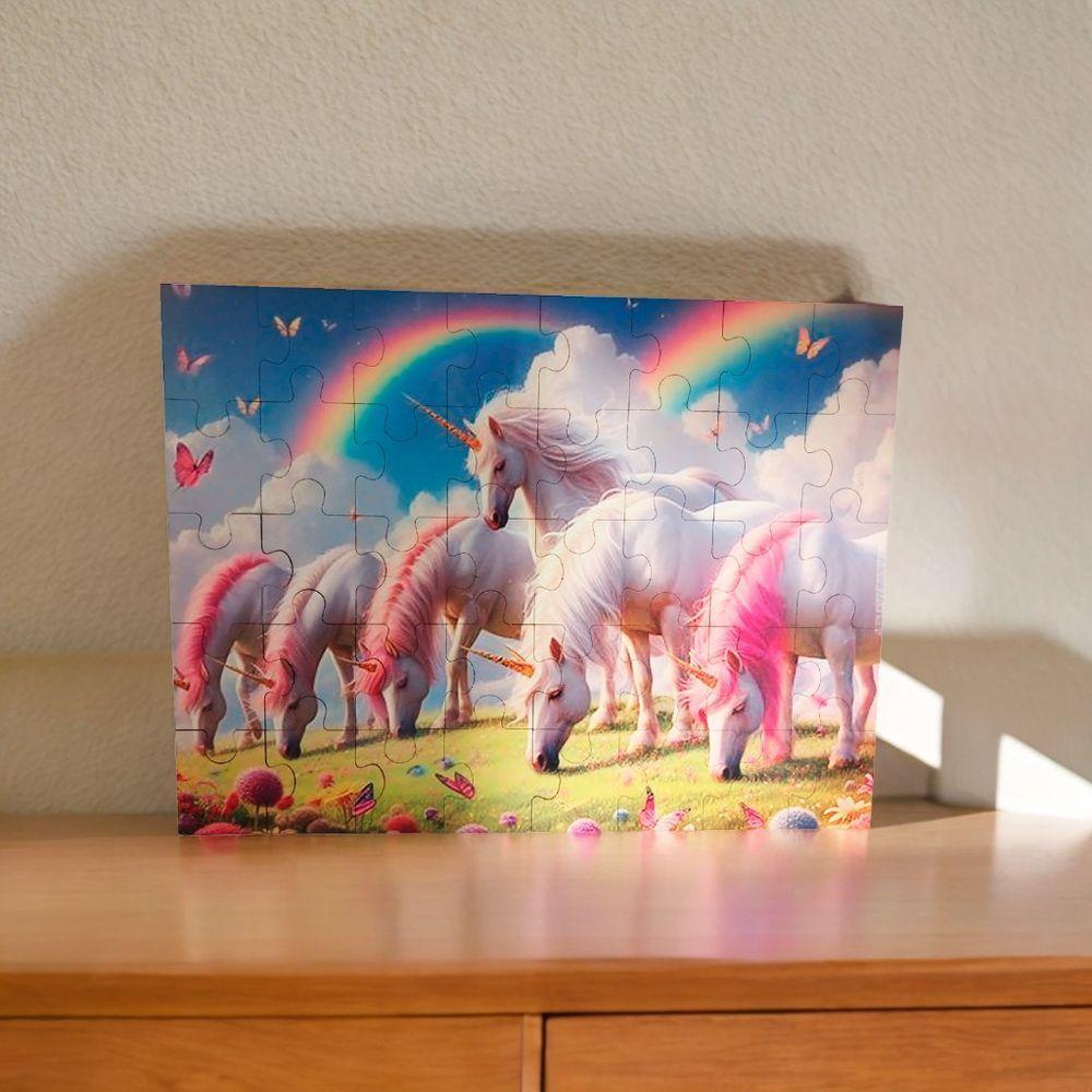Quebra-cabeça Unicórnios E Arco Iris De 40 Peças Em Mdf - 2