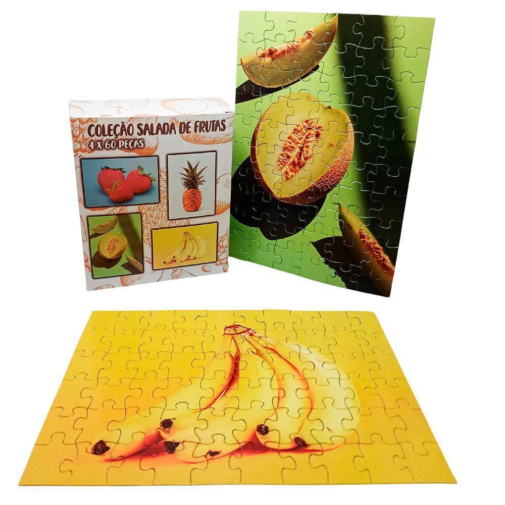 Super Kit 4 Quebra-cabeças 60 Peças Frutas Cognitivo - 1