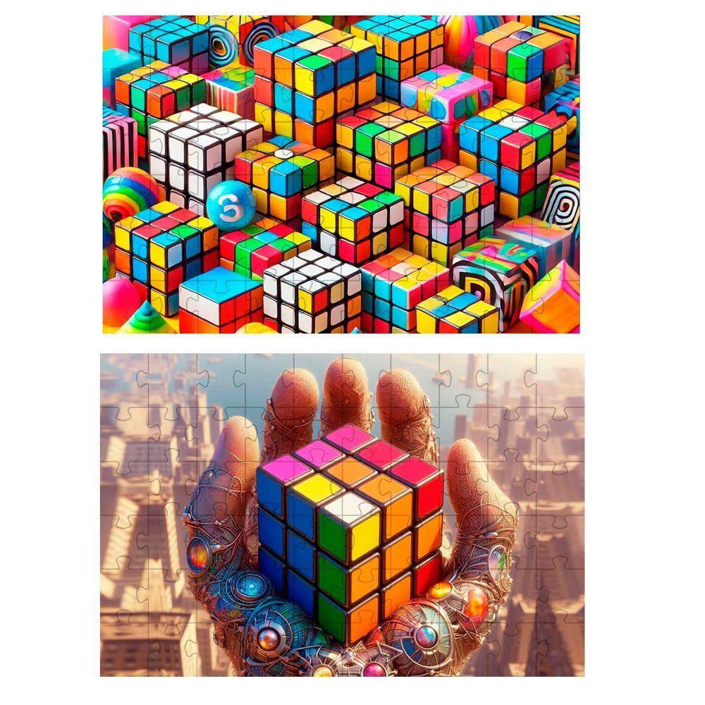 Kit 2 Quebra-cabeças Cubo Mágico De 60 Peças - 1