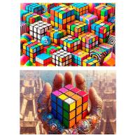 Kit 2 Quebra-cabeças Cubo Mágico De 60 Peças - 1