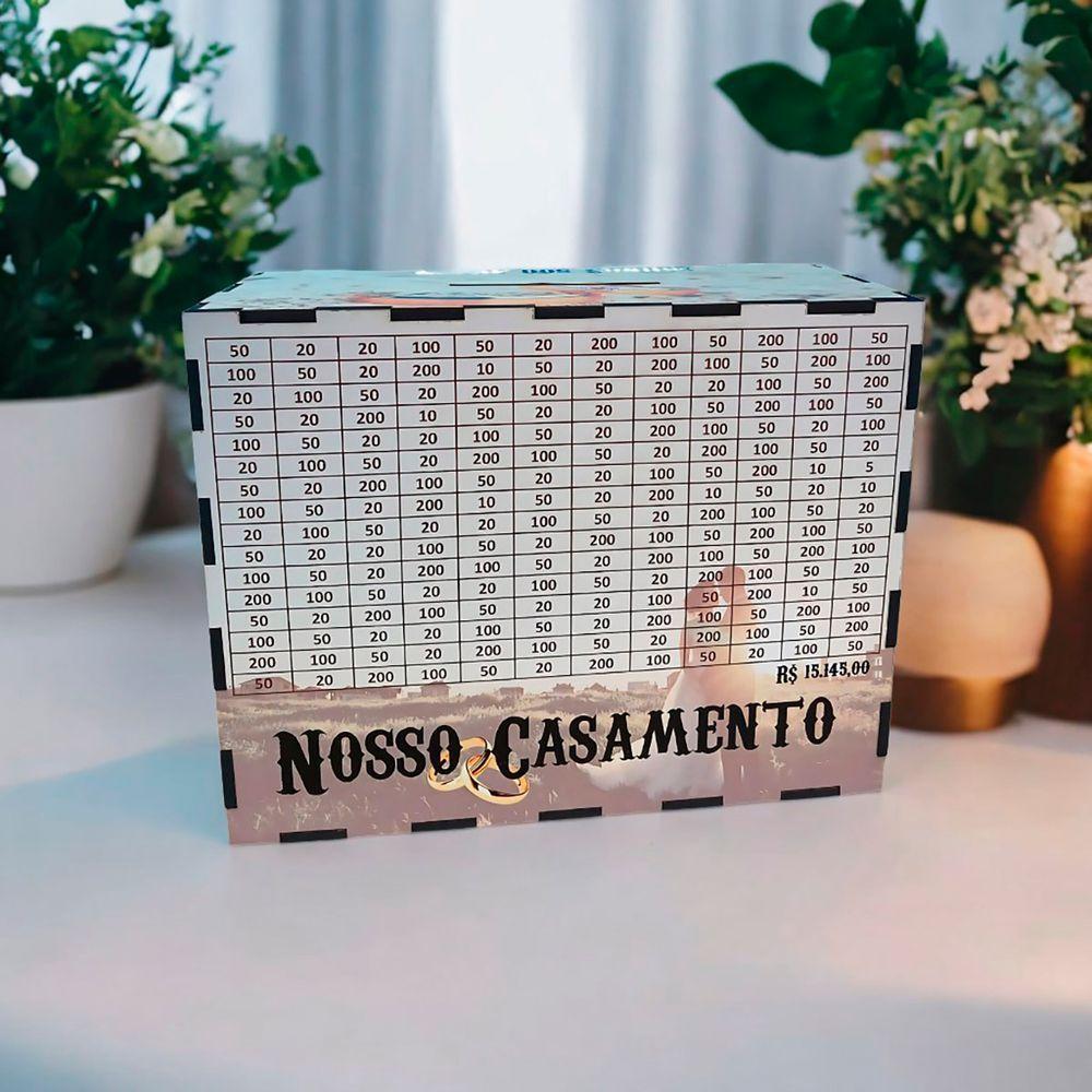 Cofre Casamento Dos Sonhos Para Noivos Mdf Junte 15 Mil - 4