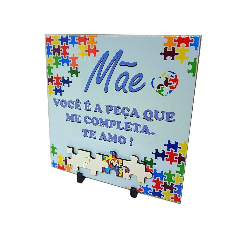 Porta Retrato De Azulejo Dia Das Mães De Autistas 20 Cm Azul - 1