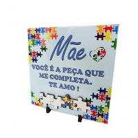 Porta Retrato De Azulejo Dia Das Mães De Autistas 20 Cm Azul