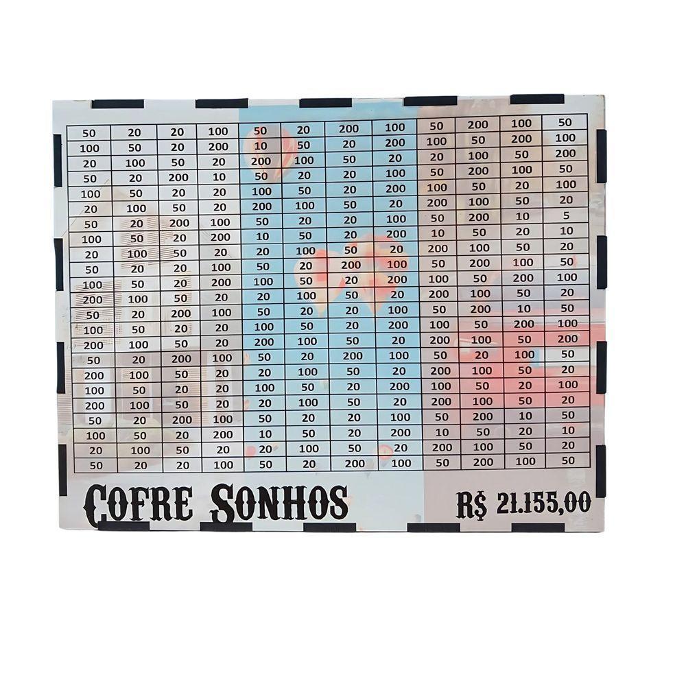 Cofre Desafio Realizar Sonhos Meta Junte 20 Mil Cofrinho Em Mdf - 3