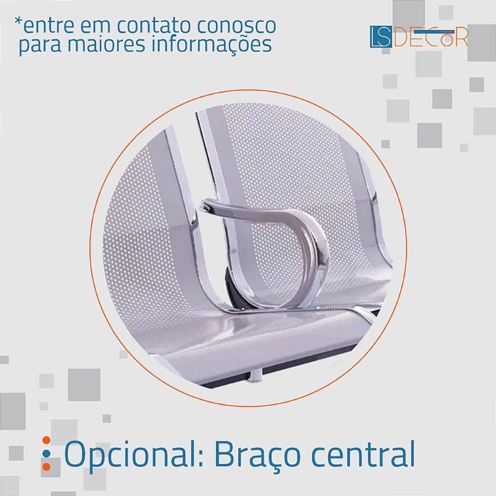 Cadeira Longarina Sem Estofado Cromada 4 Lugares - 3