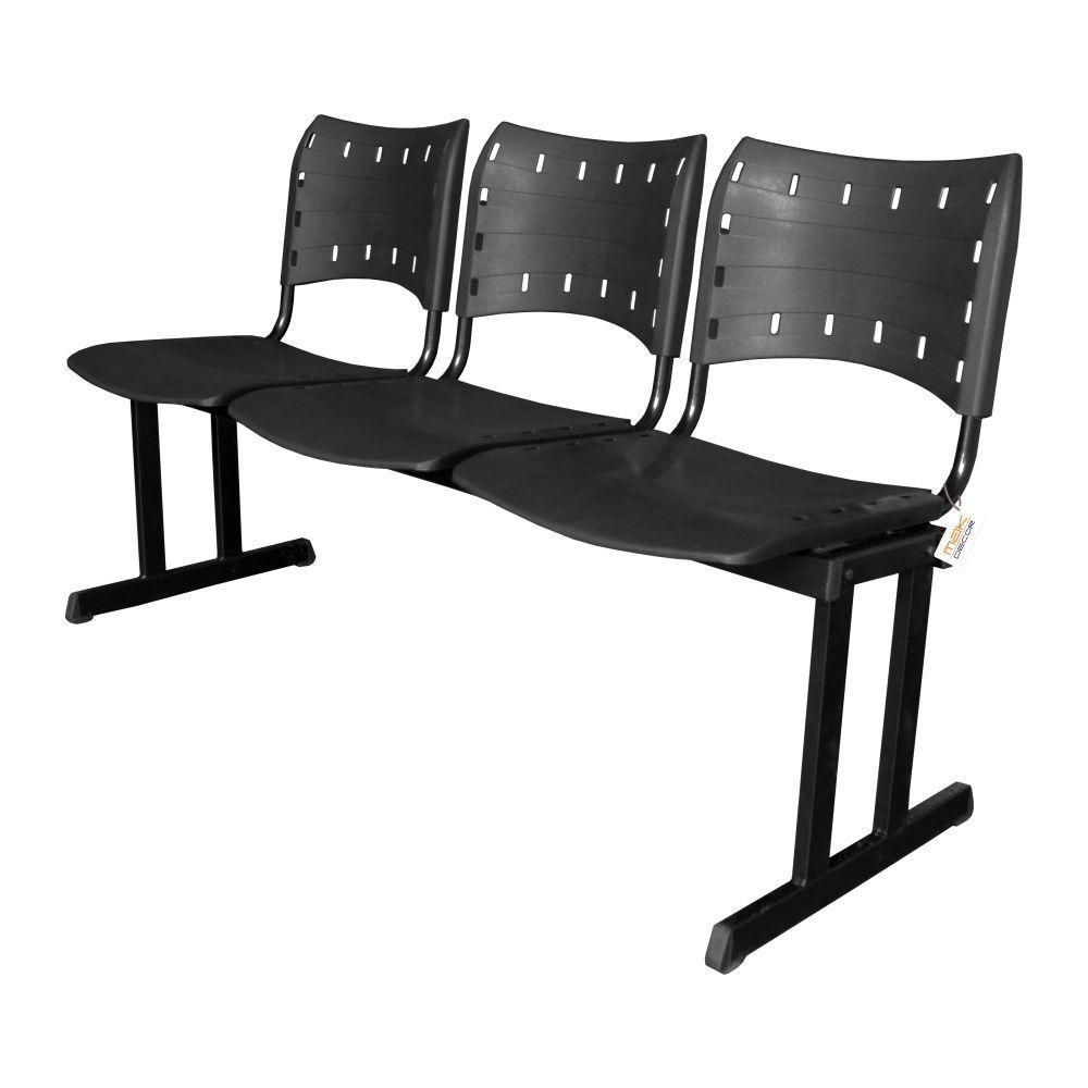 Cadeira Iso Pp Rp Longarina 3 Lugares Preta - 1