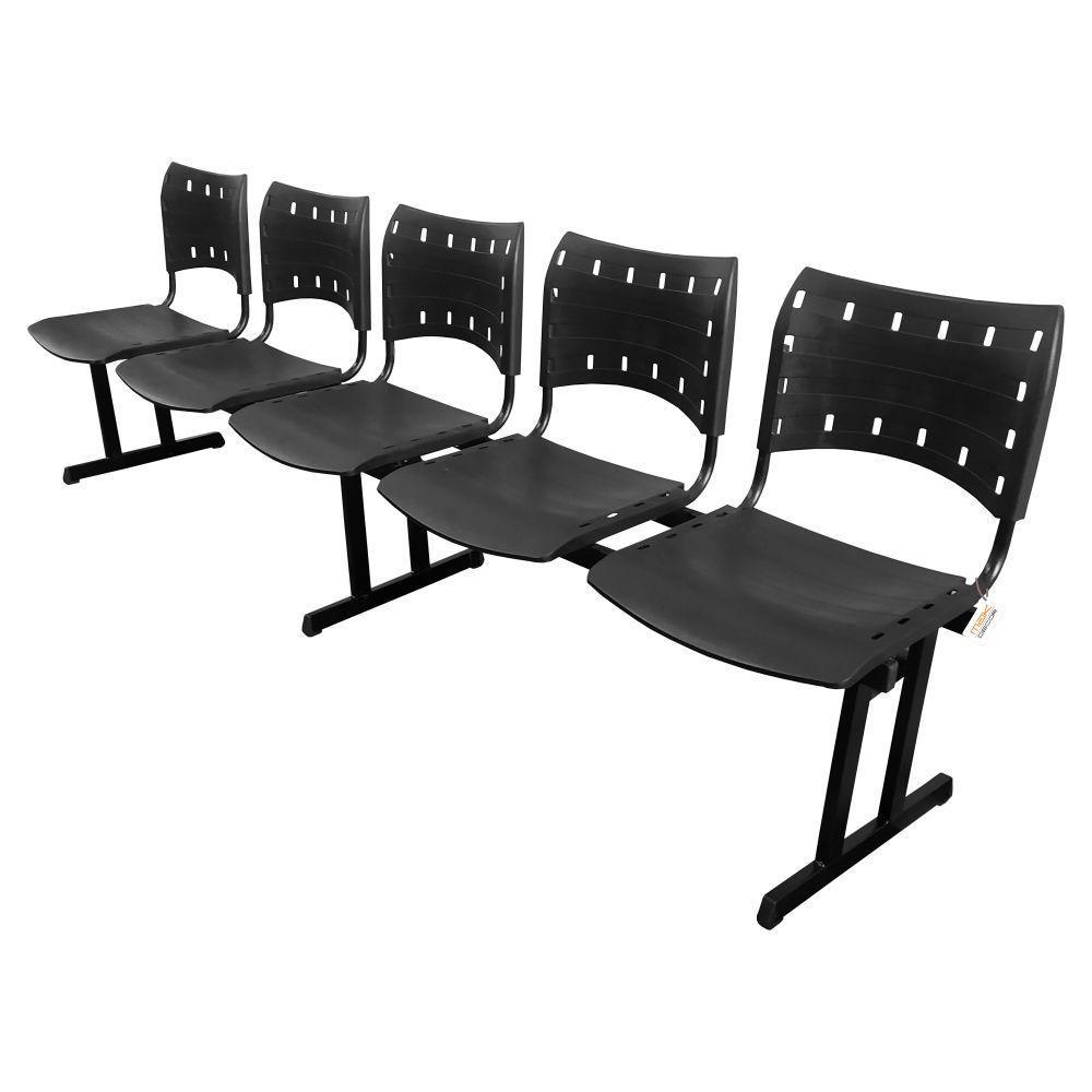 Cadeira Iso Pp Rp Longarina 5 Lugares Preta - 1