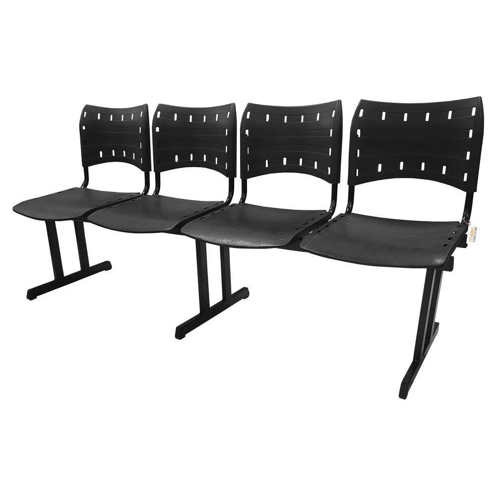 Cadeira Iso Pp Rp Longarina 4 Lugares Preta - 1