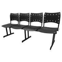 Cadeira Iso Pp Rp Longarina 4 Lugares Preta - 1