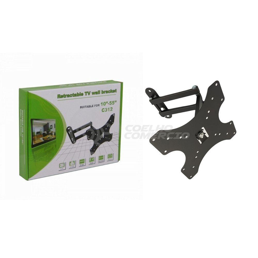 Suporte De Tv Articulado C312 Suporta 30kg Para Monitores Tvs 3d Plasma Lcd E Led De 10" A 55" - 1