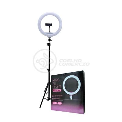 Ring Light 12 Polegadas Com Tripé De 1,5m + Microfone Lapela Entrada P2 Para Celular Pc Notebook