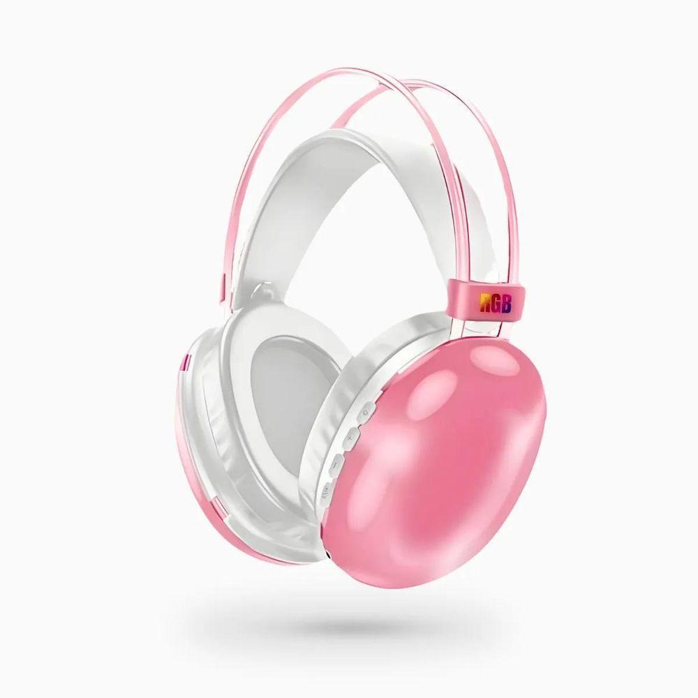 Fone De Ouvido Rosa Sem Fio Bluetooth V5.3 Com Led - 1