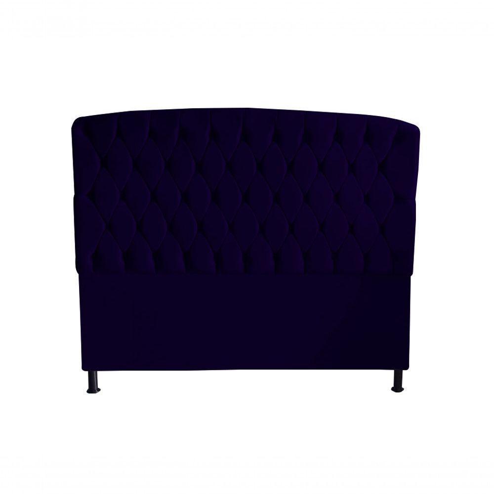 Kit Dubaí Cabeceira De Cama Box Casal E Recamier Baú Solteiro 90 Cm Suede Azul Marinho Eli Móveis - 2