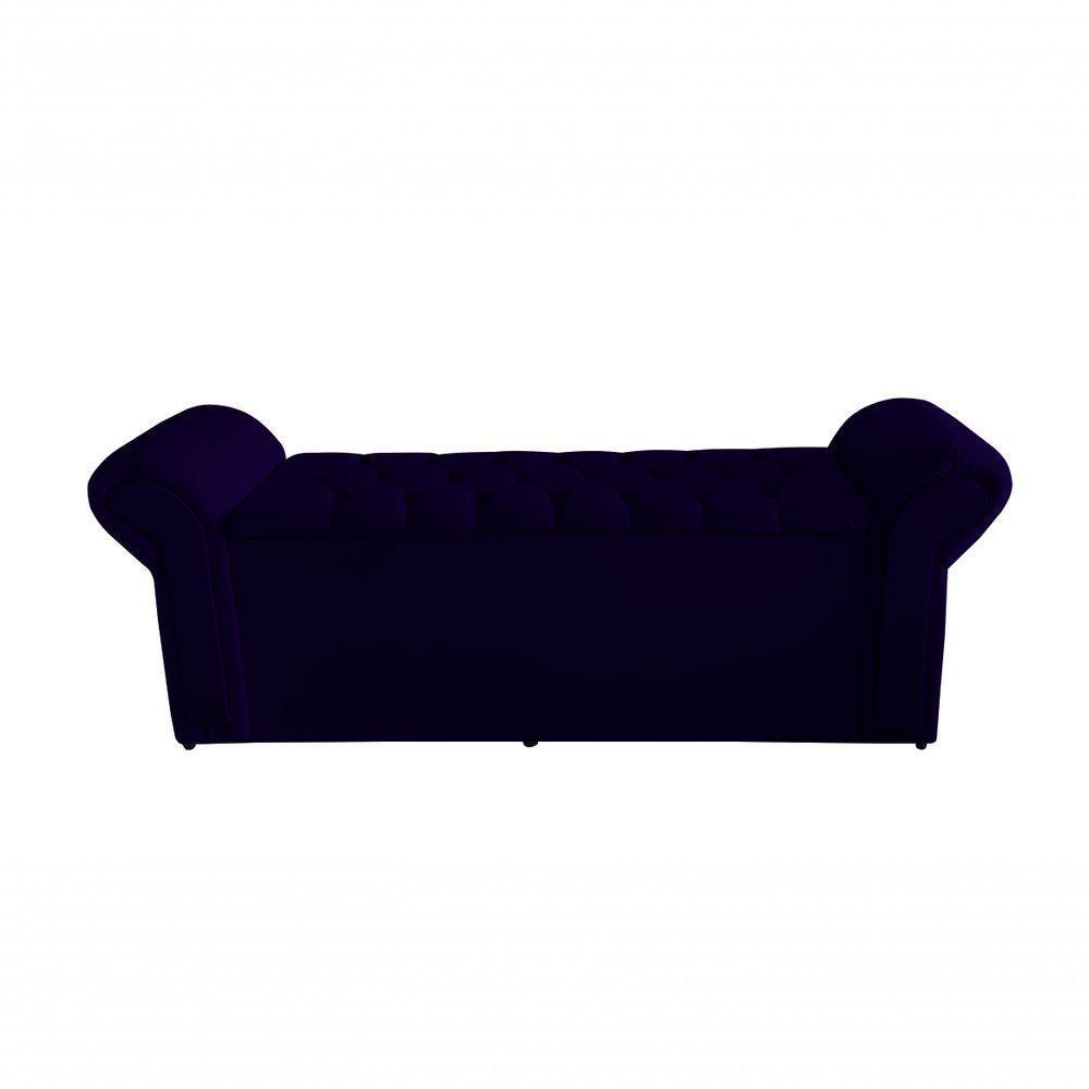 Kit Dubaí Cabeceira De Cama Box Casal E Recamier Baú Solteiro 90 Cm Suede Azul Marinho Eli Móveis - 4