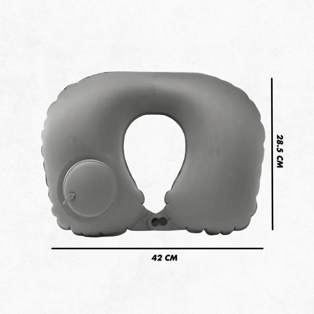 Travesseiro Almofada De Pescoço Inflável E Portátil - Cinza - 2