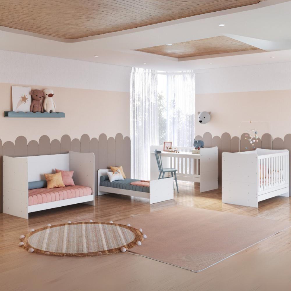 Berço 4 Em 1 Vira Escrivaninha Com Colchão Incluso Multimóveis Mp4350 Branco - 1