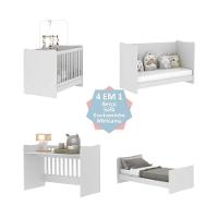 Berço 4 Em 1 Vira Escrivaninha Com Colchão Incluso Multimóveis Mp4350 Branco