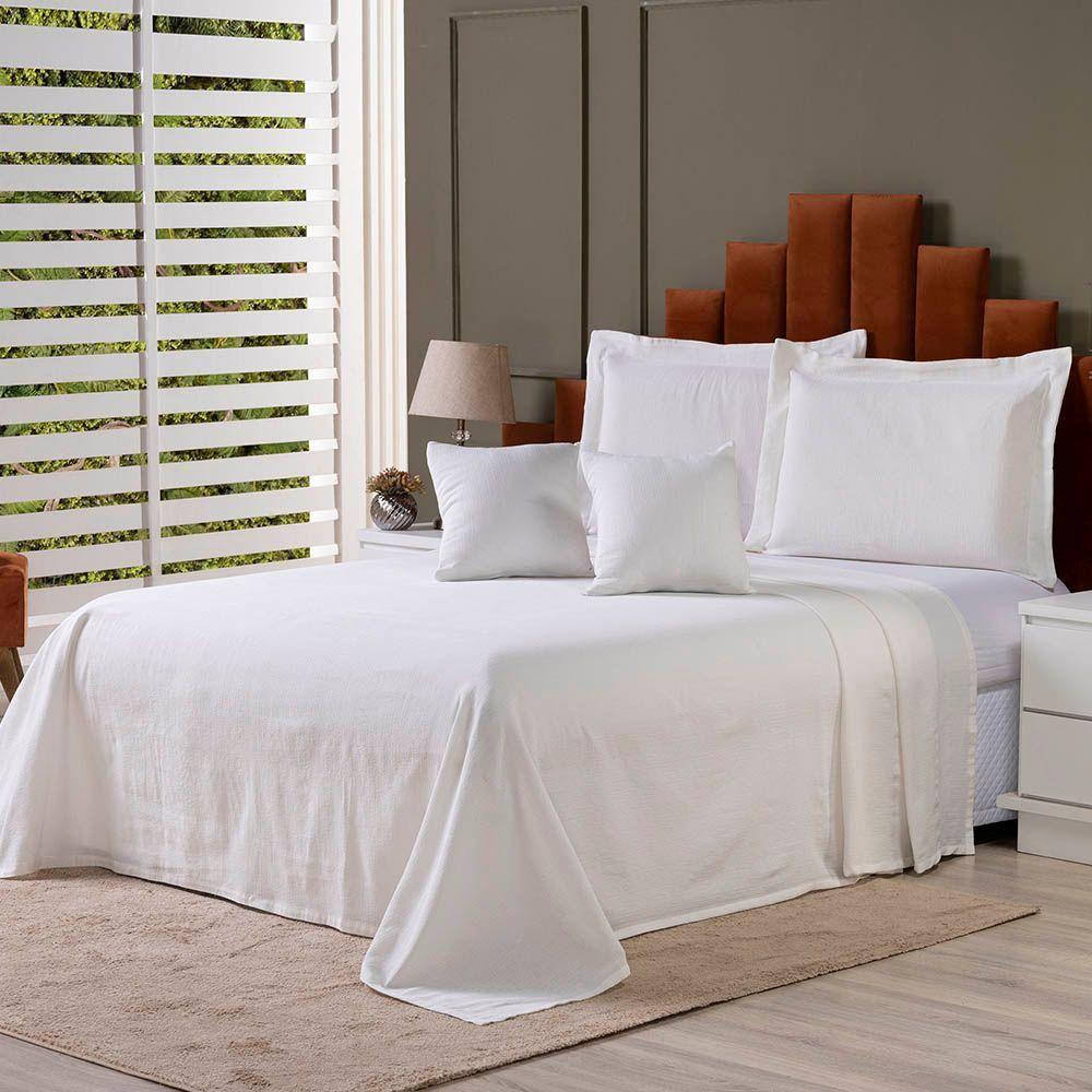 Cobre Leito Colcha Usual Queen 5 Peças Tecido Rústico C- Almofada Palha 60% Algodão - 40% Poliéster - 1