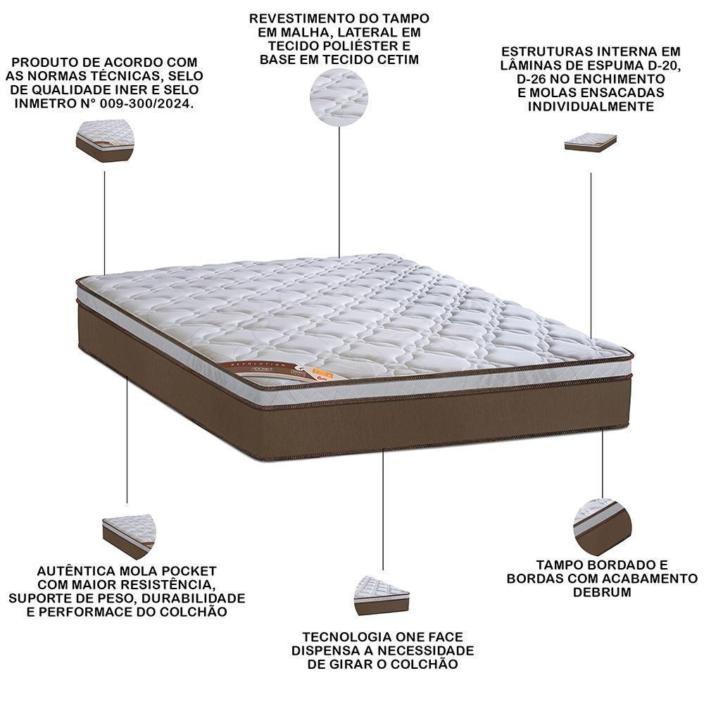 Colchão King Molas Pocket 193x203x27cm One Face Revolution - Castor - 4