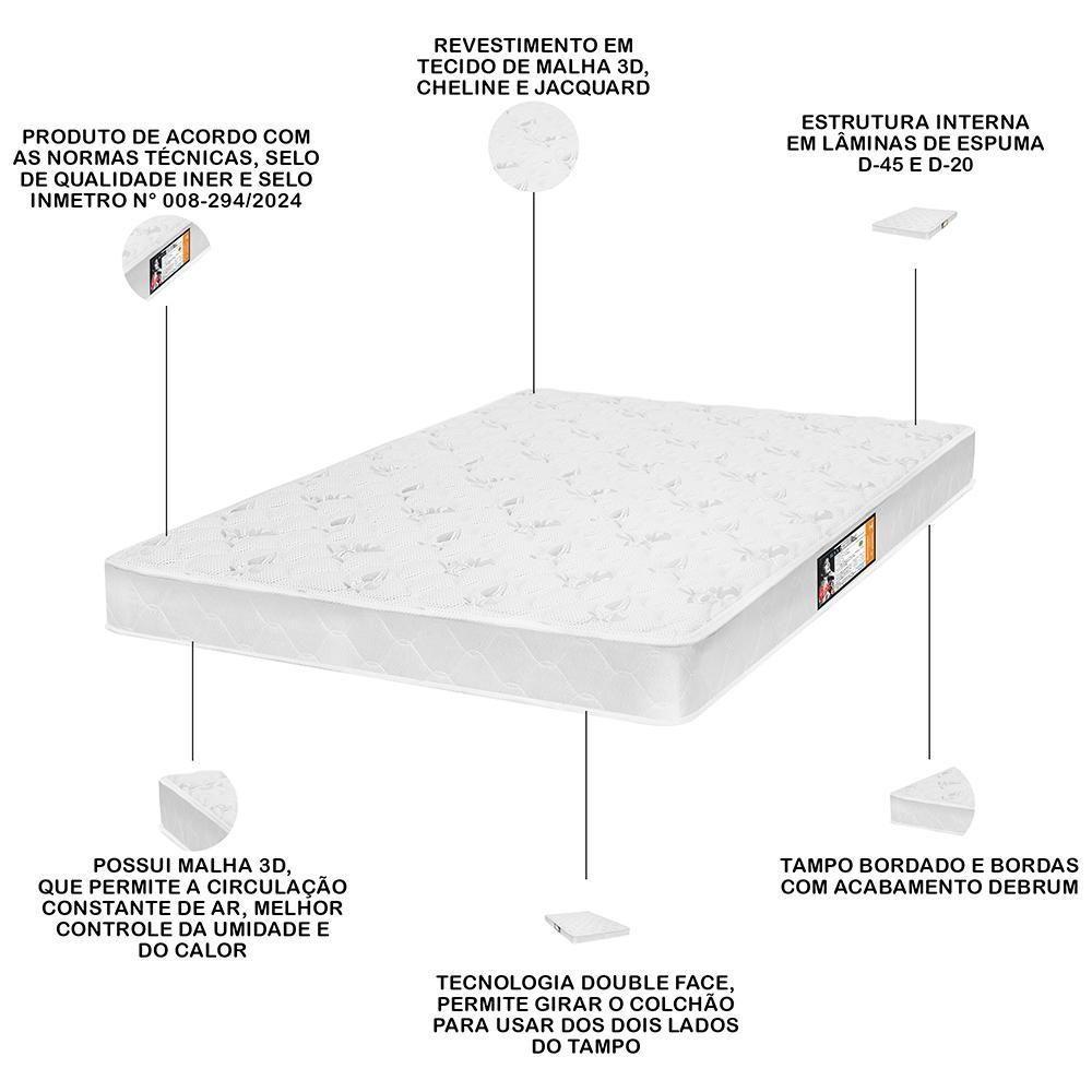 Colchão Casal Espuma D45 138x188x27cm Double Face Black - 2