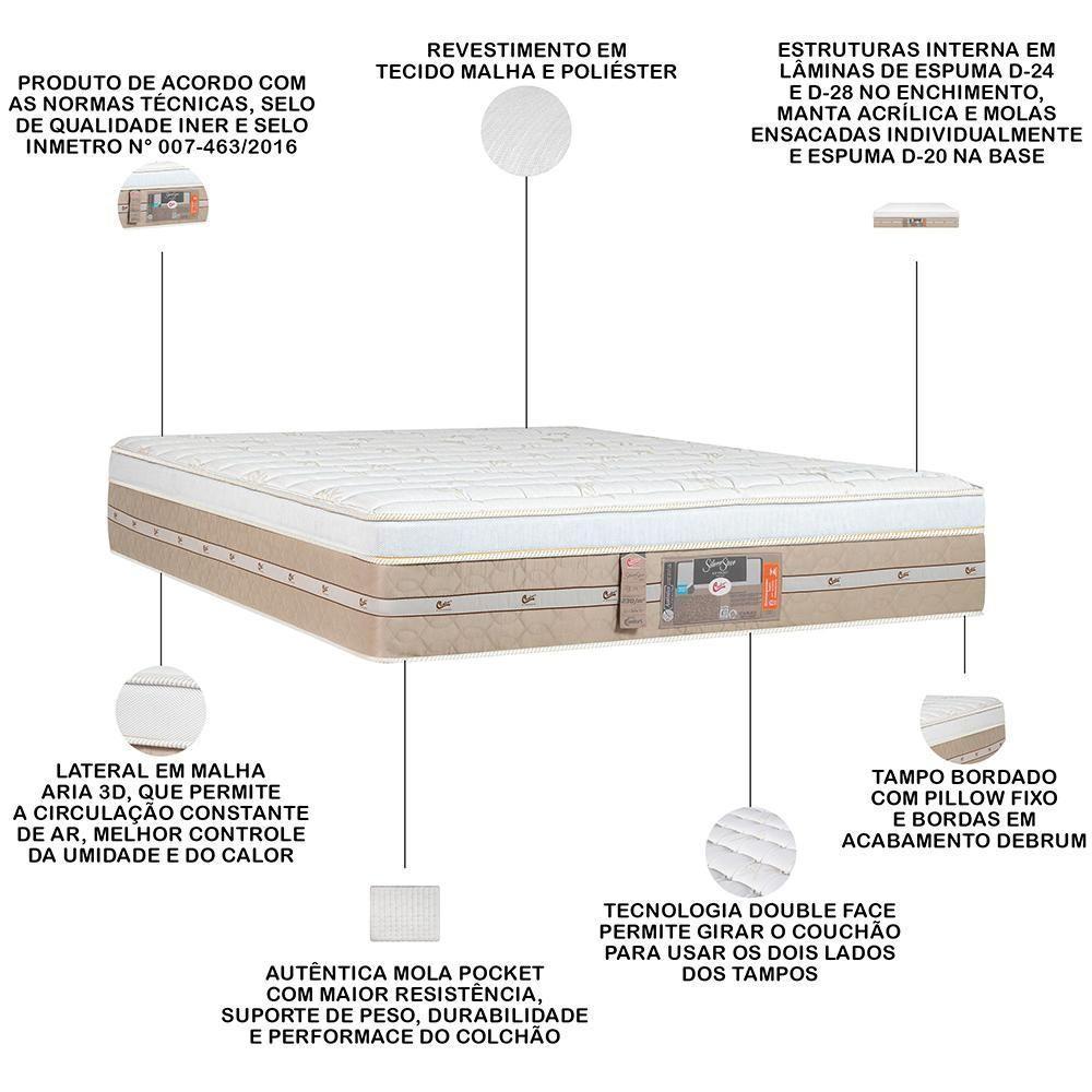 Colchão Queen Molas Air Pocket 158x198x34cm Double Face Silver Star - Castor - 4