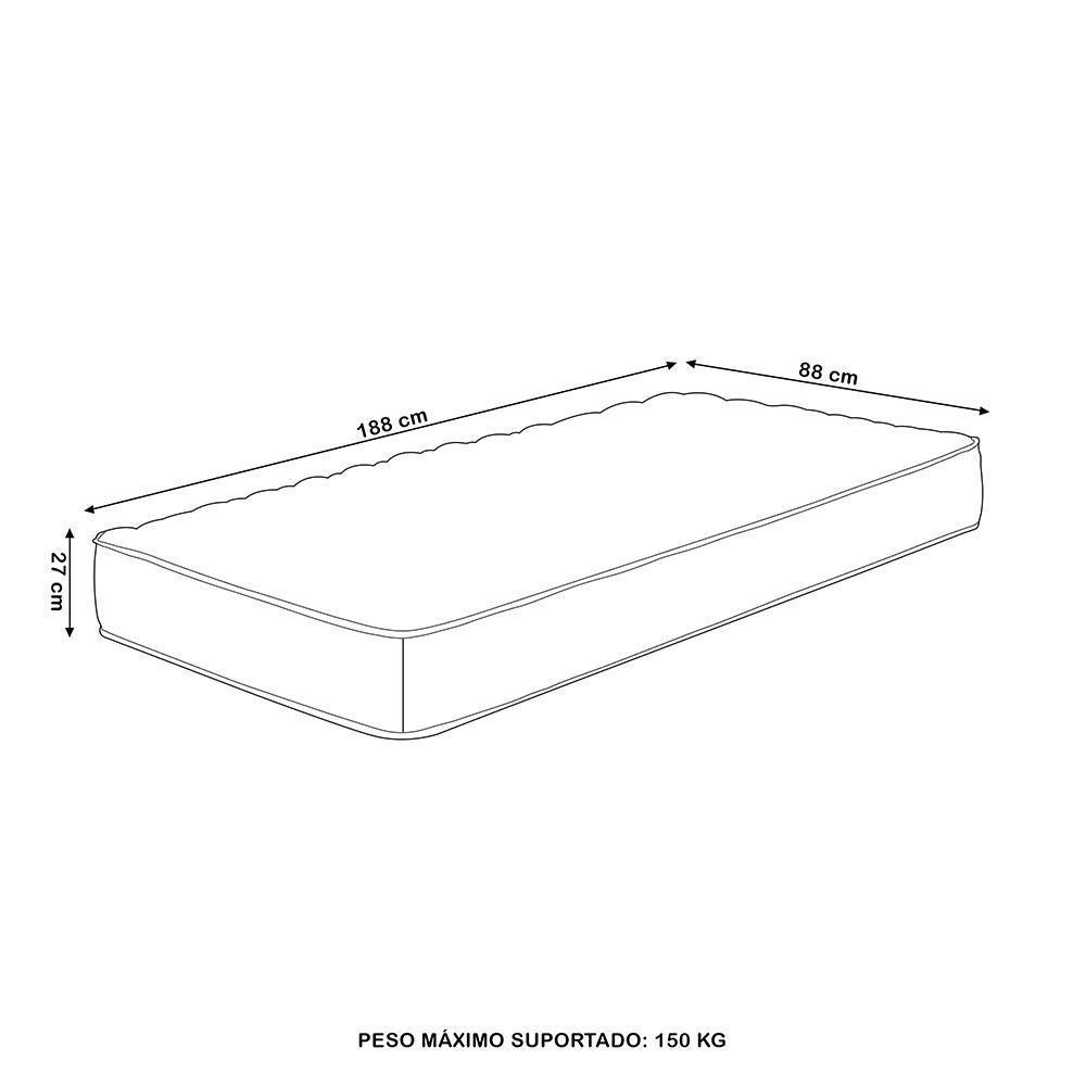 Colchão Solteiro Espuma D45 88x188x23cm One Face Black - 5
