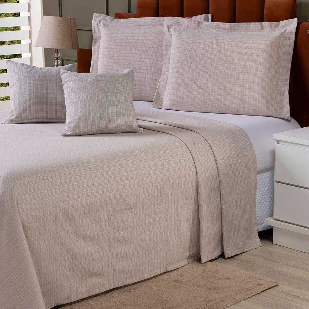 Cobre Leito Colcha Usual King 5 Peças Tecido Rústico C- Almofada Avelã 60% Algodão - 40% Poliéster - 2