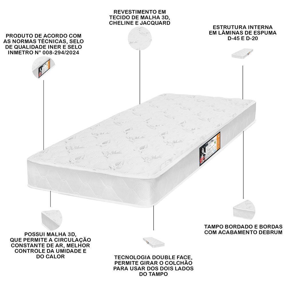 Colchão Solteiro Espuma D45 88x188x27cm Double Face Black - 4