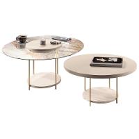 Conjunto Mesas De Centro Redonda Mdf E Vidro Allure B01 Off White - Lyam Decor - 1