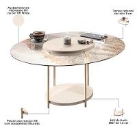 Conjunto Mesas De Centro Redonda Mdf E Vidro Allure B01 Off White - Lyam Decor - 5