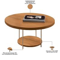 Conjunto Mesas De Centro Redonda Mdf E Vidro Allure B01 Cinamomo - Lyam Decor - 6