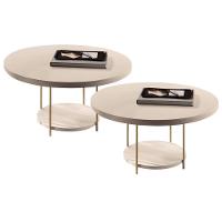 Kit 02 Mesas De Centro Para Sala Redonda Tampo Mdf Pés Aço Allure B01 Off White - Lyam Decor - 1